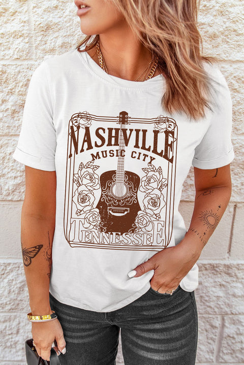 NASHVILLE MUSIC CITY Camiseta gráfica con cuello redondo