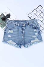 High Rise Crossover Waist Denim Shorts