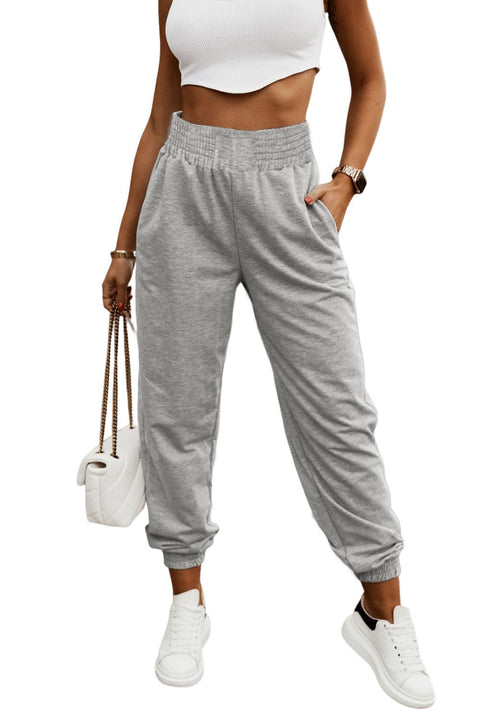 Smocked High Waist Jogger Pants