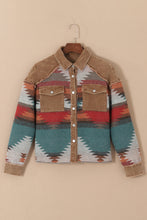 Camel Western Pattern Patchwork Flap Pocket Shacket