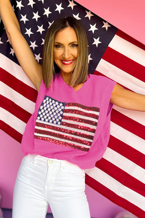 Bonbon Sparkling American Flag Knitted Vest