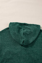 Evergreen Ribbed Zip Up Front Drawstring Hoodie