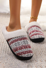 White Snowflake Pattern Knitted Plush Home Slippers