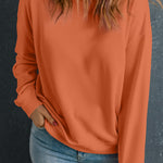 Orange Solid Classic Crewneck Pullover Sweatshirt