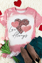 Love Always Heart Leopard Bleached Print Graphic T Shirt