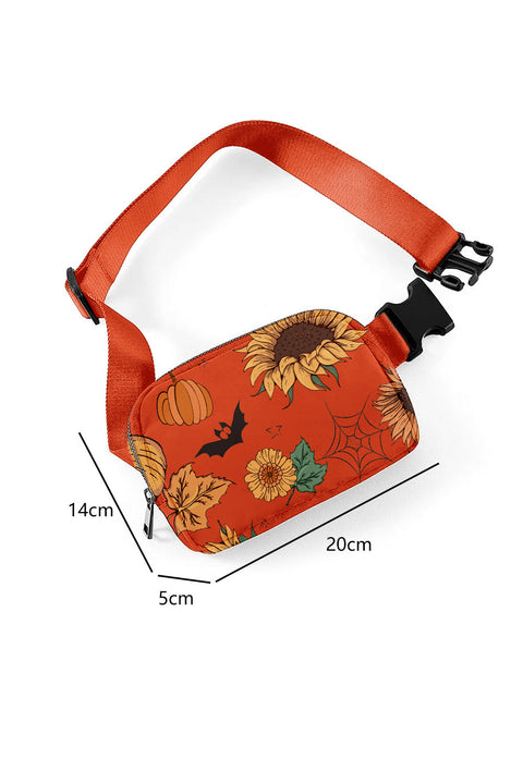 Bolso bandolera con gráfico de Halloween de girasol y calabaza naranja 