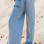 Myosotis Drawstring High Waist Wide Leg Denim Pants