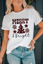 White MERRY and Bright Plaid Print Christmas Crewneck T Shirt