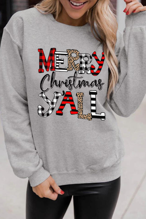 Wake Pray Slay Glitter Print Pullover Sweatshirt