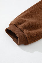 Brown Half Zip Fleece Pullover Sweatshirt