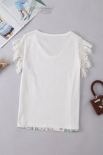 White Floral Crinkle Gauze Lace Fringed Crochet Top