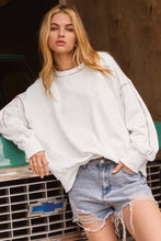 White Contrast Rainbow Trim Drop Shoulder Pullover Sweatshirt