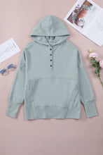 Batwing Sleeve Pocketed Henley Hoodie