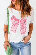 White Leopard Bow Graphic Mothers Day Fashion T Shirt