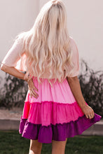 Ombre Colorblock Tiered Dress