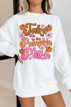 White Take Me to the Pumpkin Patch Floral Halloween Sweatshirt