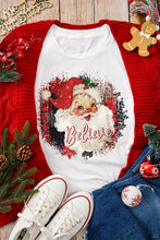 White Believe Christmas Father Graphic Crewneck T Shirt