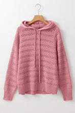 Peach Blossom Pointelle Knit Raglan Sleeve Hooded Sweater