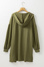 Guacamole Green Hooded Side Split Open Kimono with Pocket