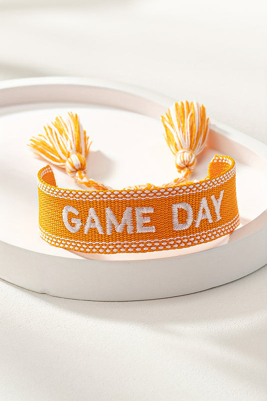 Ginger GAME DAY Embroidered Woven Tassel Decor Bracelet