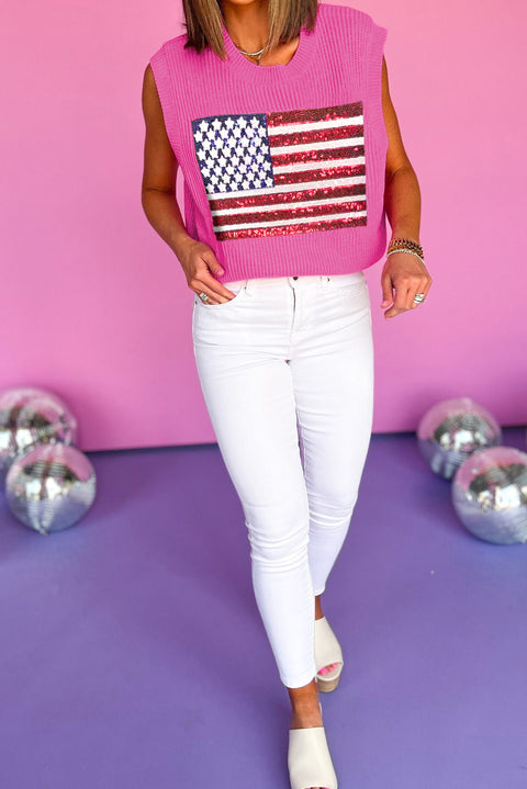 Bonbon Sparkling American Flag Knitted Vest