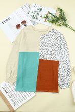 Patchwork Color Block Ribbed Long Sleeve Top