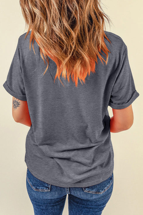 Gray Casual Plain Crew Neck Tee