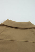 Brown Quarter Zip Stand Neck Kangaroo Pocket Sweatshirt