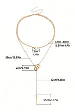 Gold Plated Double Layer O-Ring Long Stick Pendant Chain Necklace