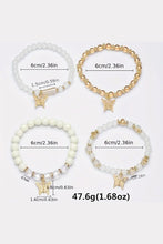 White Bohemian Butterfly Beaded 4Pcs Bracelet Set