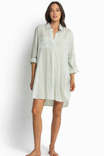 White Stripe Collared V Neck Chest Pocket Long Sleeve Beach Cover up