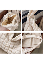 Light French Beige Quilted Zipper Large Shoulder Bag