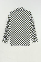 Green Checkerboard Printed Drop Shoulder Loose Casual Shirt