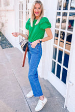 Bright Green Anglaise Embroidered Puff Short Sleeve Top