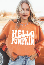 Sudadera con cordón y estampado de letras HELLO PUMPKIN naranja