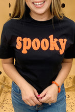 Black Halloween Spooky Crew Neck Casual Graphic Tee