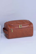 Chestnut PU Leather Multifunctional Handle Large Makeup Bag