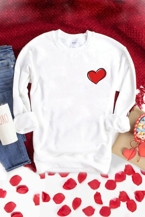 Heart Shaped Embroidered Pullover Sweatshirt