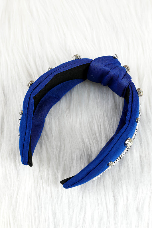 Dark Blue GAME DAY Rugby Football Season Diamond Knotted Headband