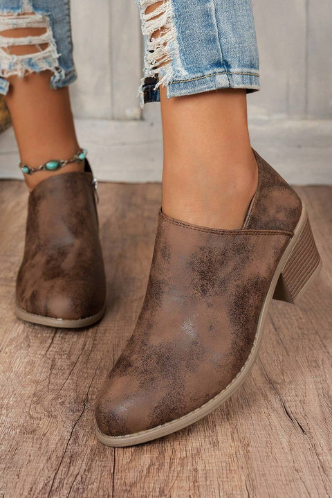 Coffee Tulip Opening Suede Ankle Boots