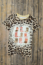 Leopard Cowgirl Boots Graphic Bleached Leopard T Shirt