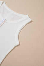 White Solid Color Waffle Knit Half Buttons Tank Top