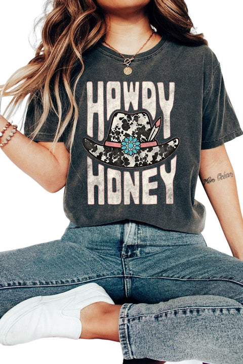 HOWDY HONEY Camiseta gráfica con sombrero de vaquero