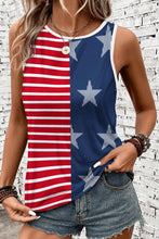 Red USA Flag Printed Round Neck Tank Top