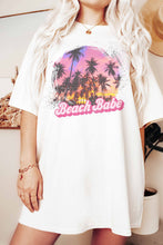 White Beach Babe Half Sleeve Graphic Tunic T Shirt