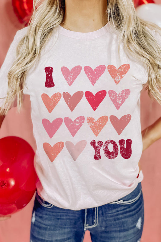 White I Love You Funny Graphic Valentine Tee