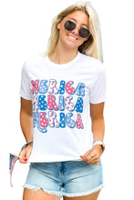 American Flag Star Graphic Print Crew Neck T Shirt