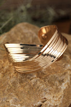 Gold Textured Crossover Metal Cuff Bracelet