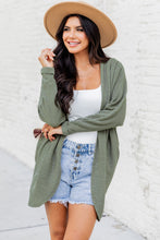 Laurel Green Waffle Knit Open Front Cardigan