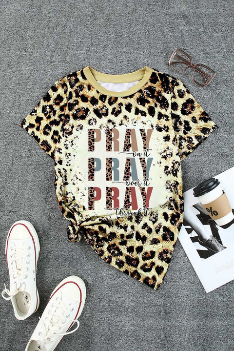 Camiseta blanqueada con estampado PRAY